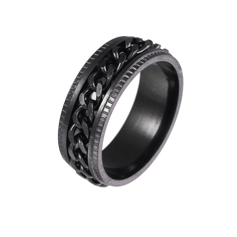 Thumb Anxiety Ring Stainless Steel Biker Grooved Edge Birthday Gift For Him