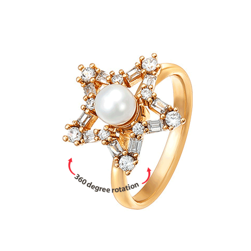 Star Pearl Gold Anxiety Ring with Zircon Special Gift For Her