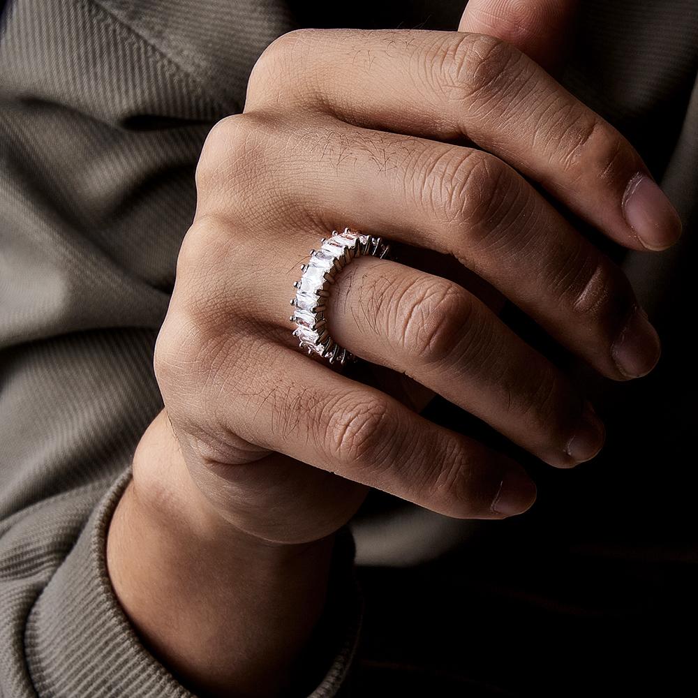 Hip Hop Ring Unique Single Row Cubic Zircon Ring Gifts For Men
