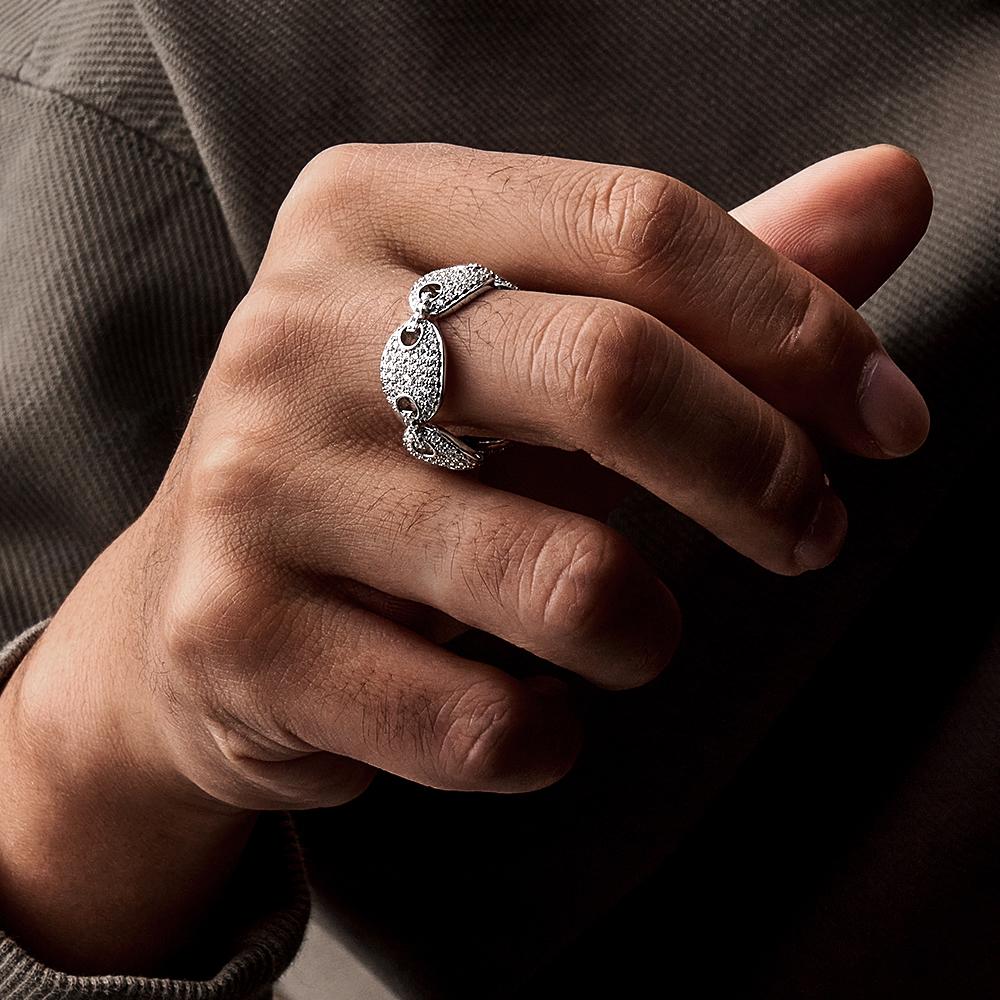 Hip Hop Ring Fashionable Zircon Coffee Bean Ring Gifts For Men