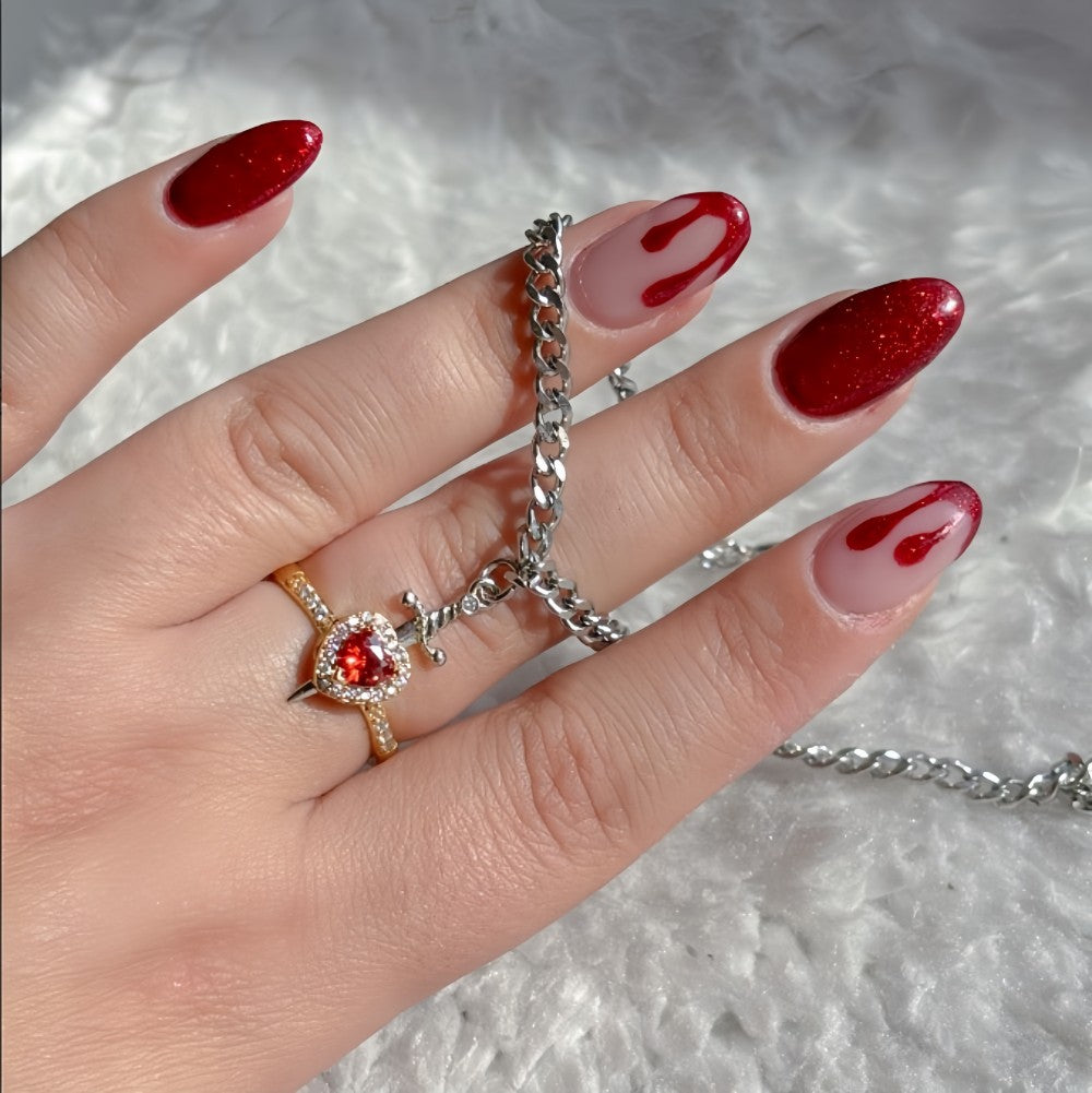 You Are In My Heart Ring and Bracelet Set Heart Sword Ring Bracelet
