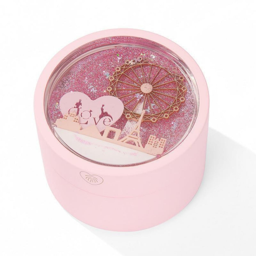 Necklace Pendant Box Jewelry Box Gift Boxes Single Neckline Box Pendant Wheel Round Jewelry Gift Case LED Light Clamshell Small for Proposal White & Pink