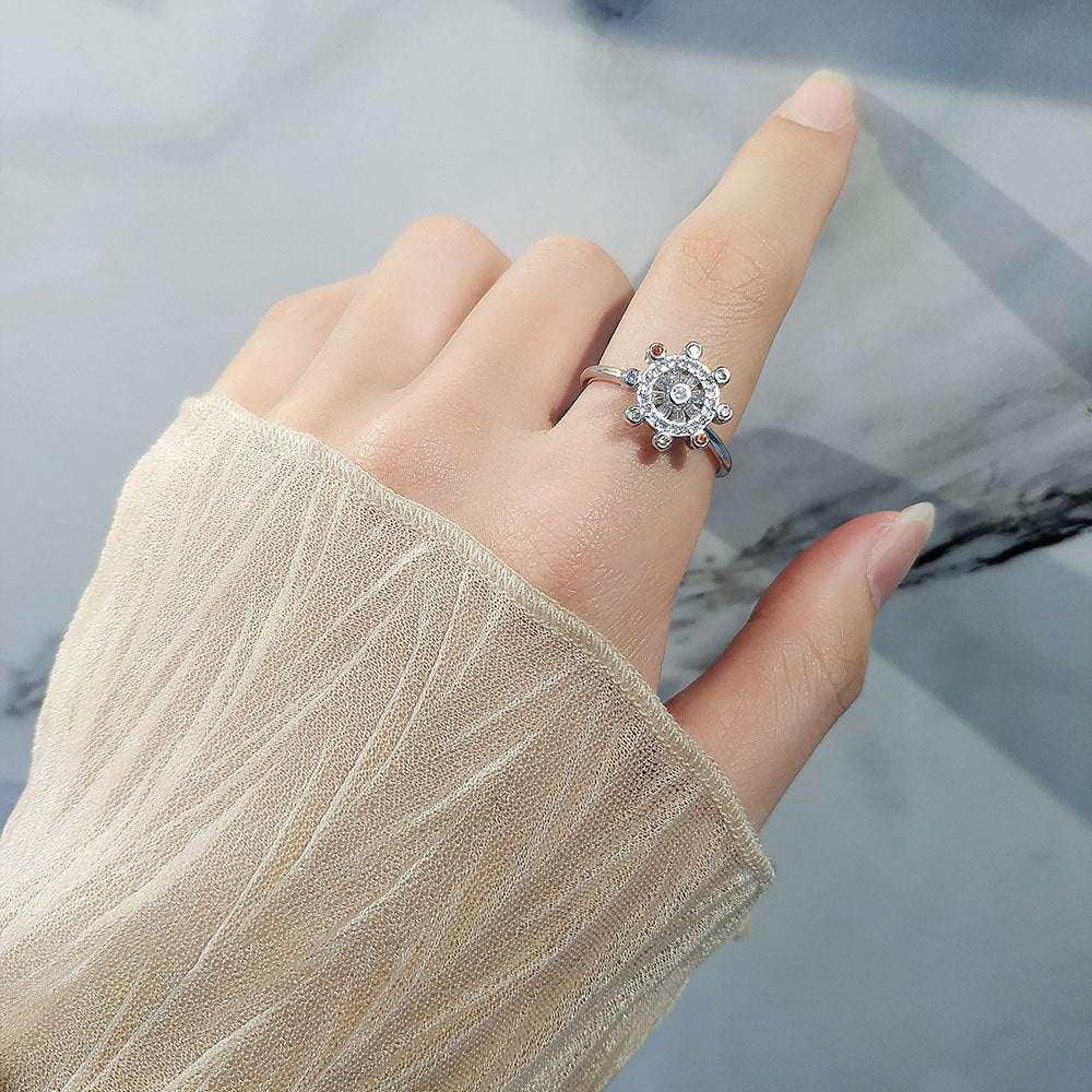 Fidget Anti-anxiety Ring Rudder Star Talisman Open Adjustable Spinner Ring Jewelry Gifts for Her