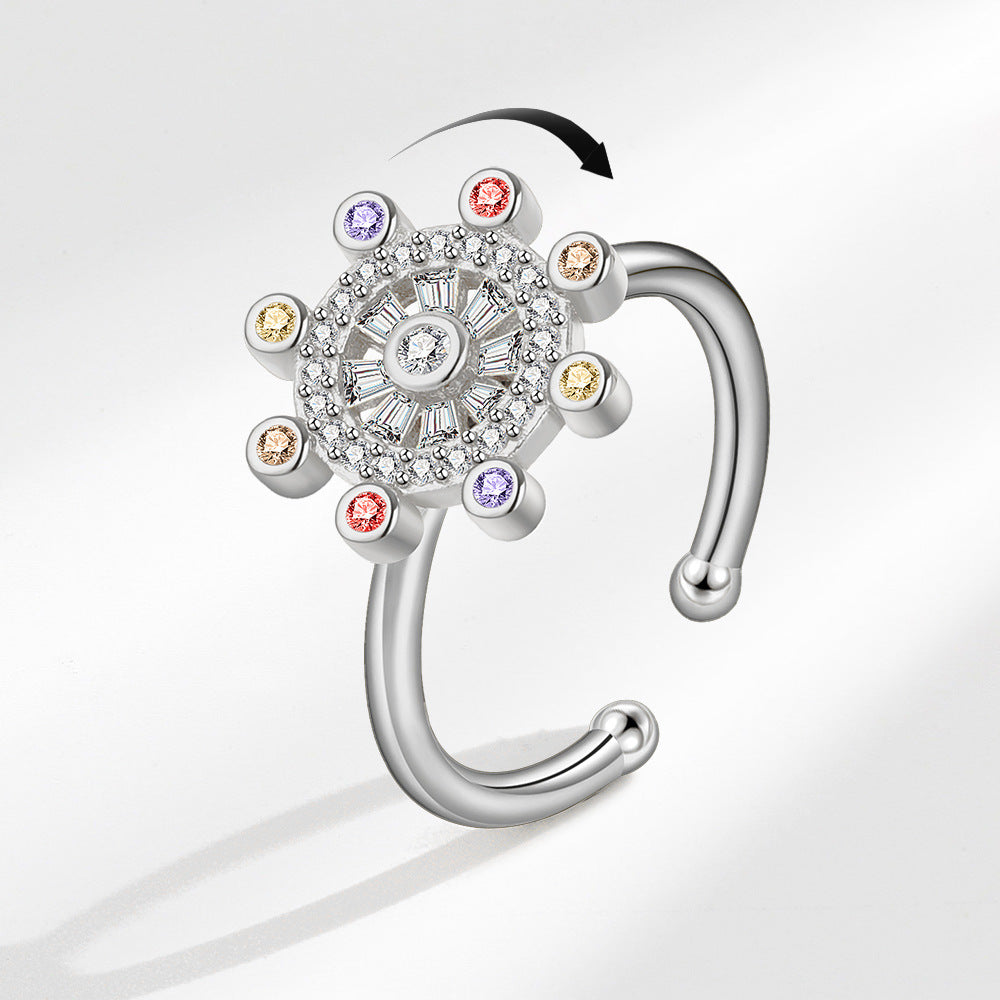 Fidget Anti-anxiety Ring Rudder Star Talisman Open Adjustable Spinner Ring Jewelry Gifts for Her