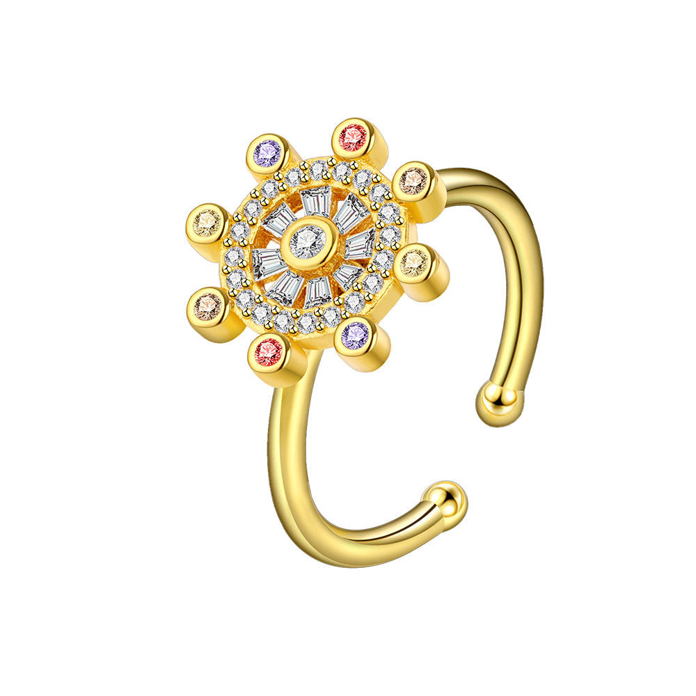 Fidget Anti-anxiety Ring Rudder Star Talisman Open Adjustable Spinner Ring Jewelry Gifts for Her