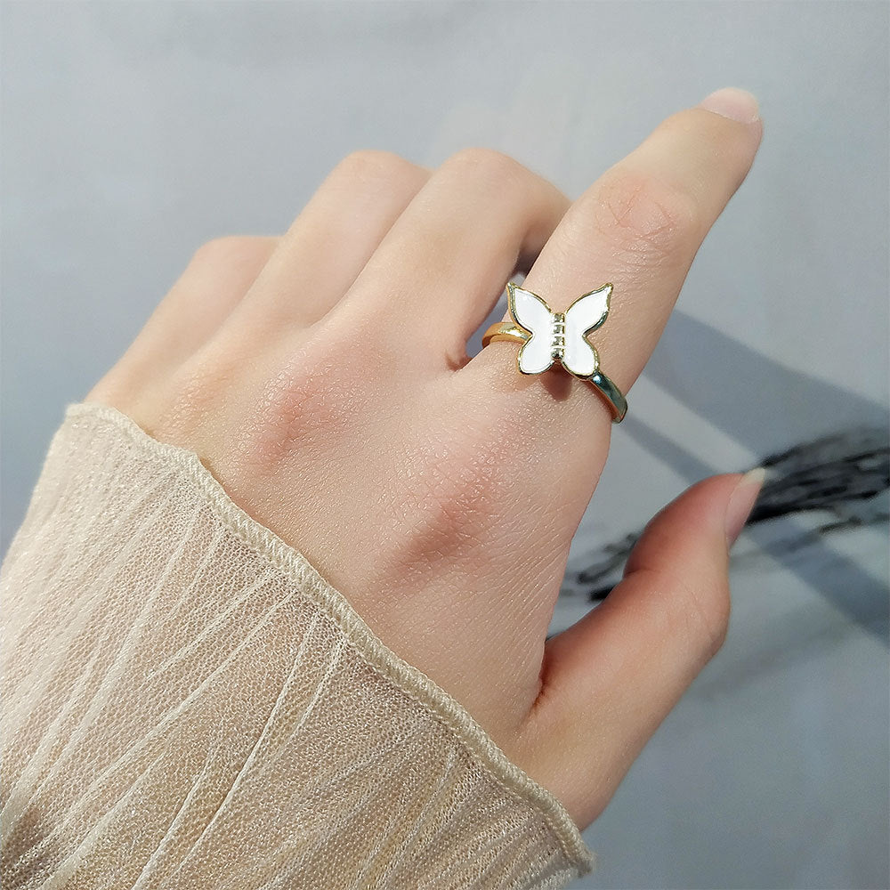 Fidget Anti-anxiety Ring Butterfly Open Adjustable Spinner Ring Jewelry Gifts for Her