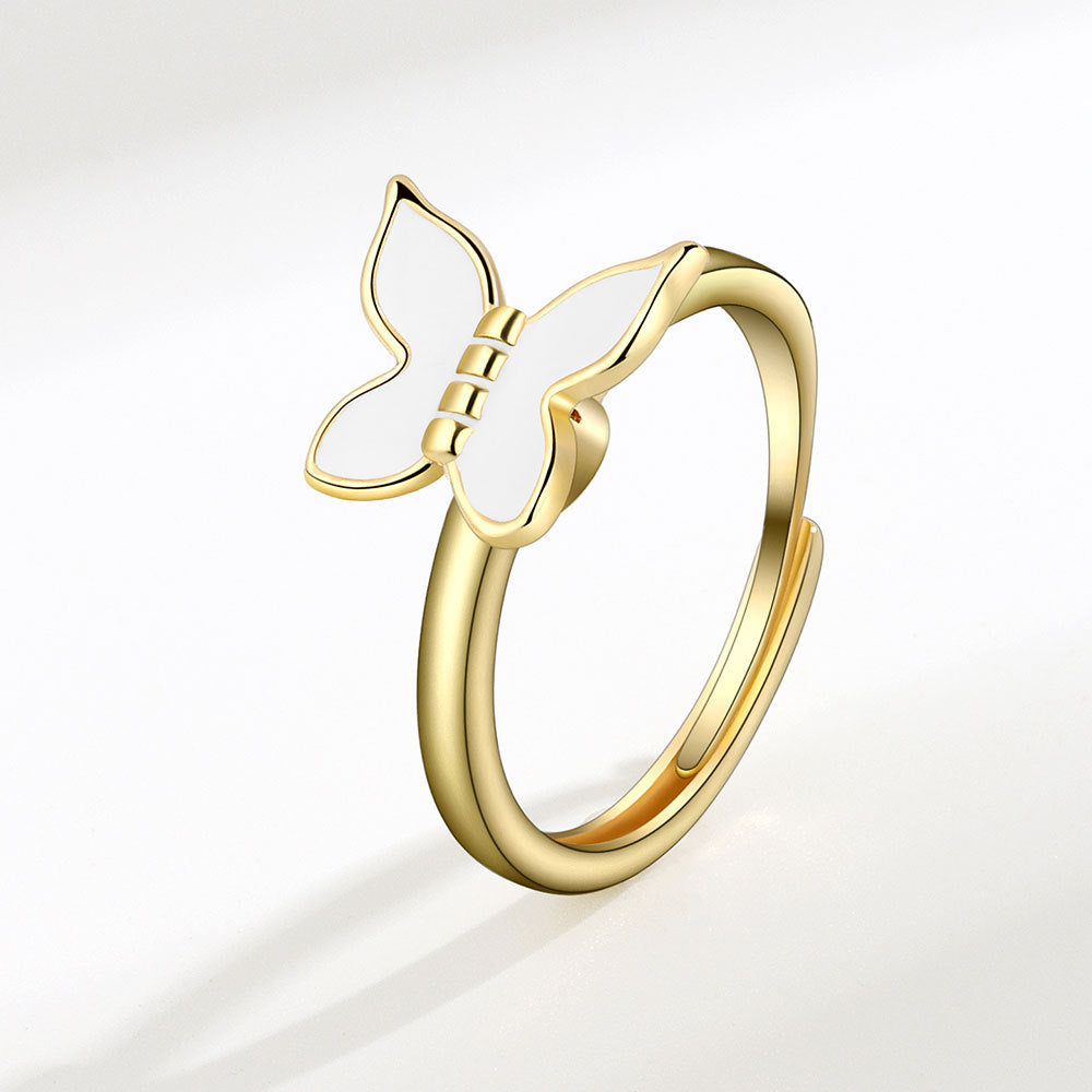 Fidget Anti-anxiety Ring Butterfly Open Adjustable Spinner Ring Jewelry Gifts for Her
