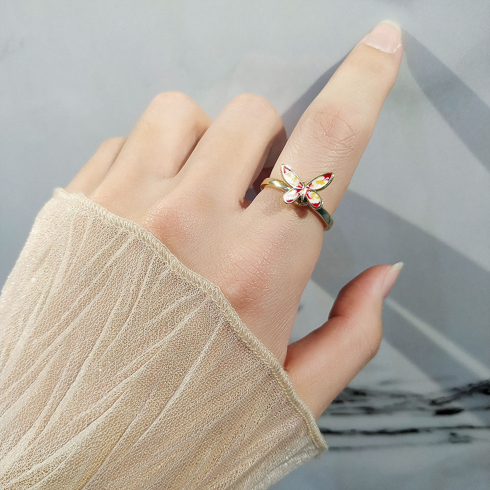 Fidget Anti-anxiety Ring Butterfly Open Adjustable Spinner Ring Jewelry Gifts for Her