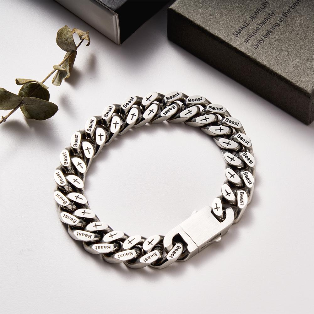 Mens Bracelet Titanium Steel Bracelet Double Sided Beast Cuban Bracelet Perfect Gift for Him
