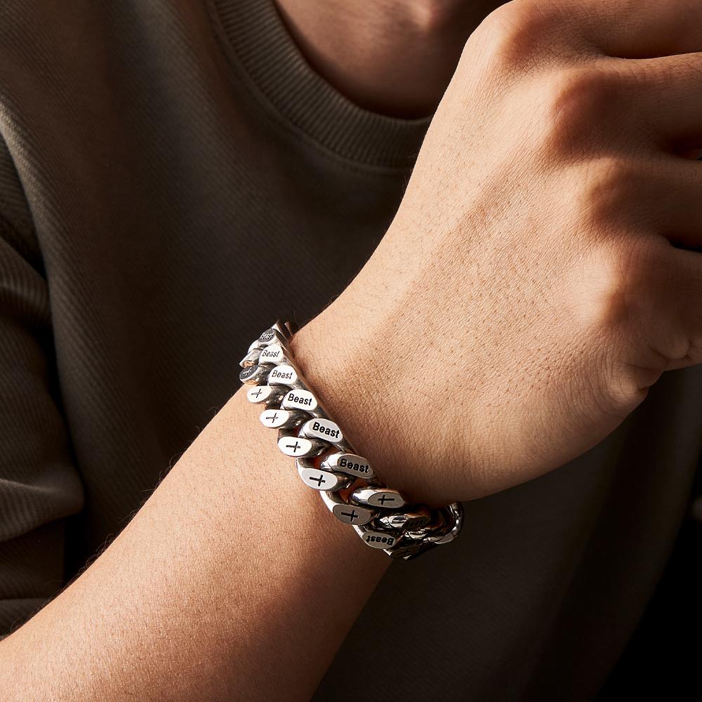 Mens Bracelet Titanium Steel Bracelet Double Sided Beast Cuban Bracelet Perfect Gift for Him