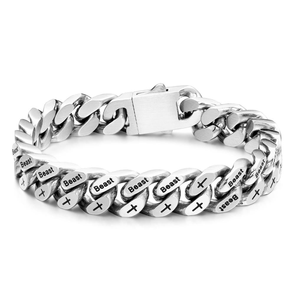Mens Bracelet Titanium Steel Bracelet Double Sided Beast Cuban Bracelet Perfect Gift for Him