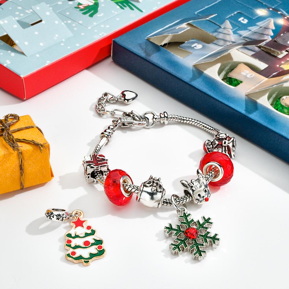 Christmas Charm Surprise Blind Box Charm Bracelet 24 Calendar Countdown Gift Box Jewelry Advent Calendar Gift Box