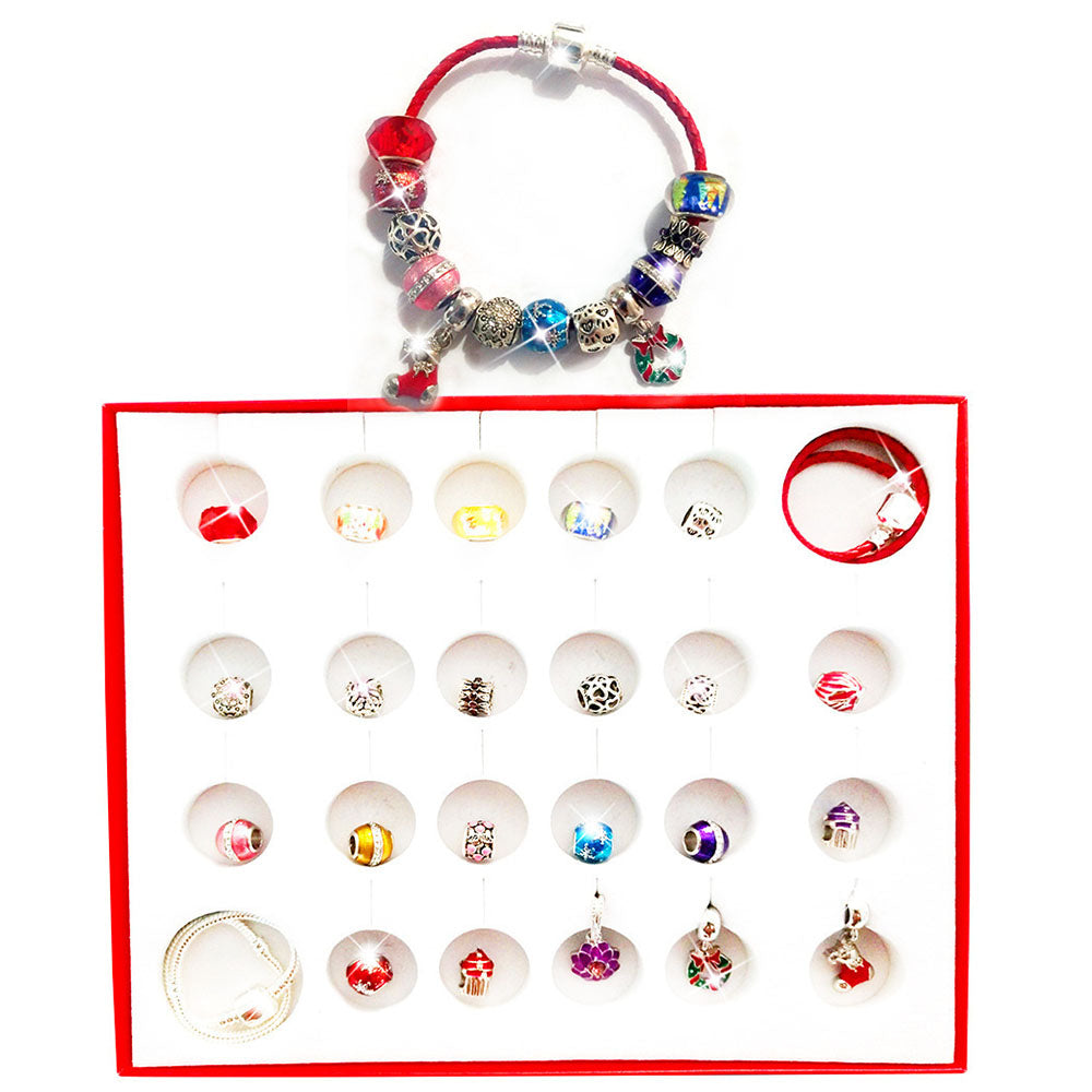 Glass Bead Braided Bead Geometric Christmas Bracelet Box 24-Day Advent Calendar To Christmas Advent (Random Style)