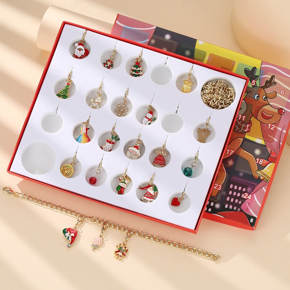 Christmas Charms Bracelet Set Calendar Advent Jewelry Advent Calendar Gift Box