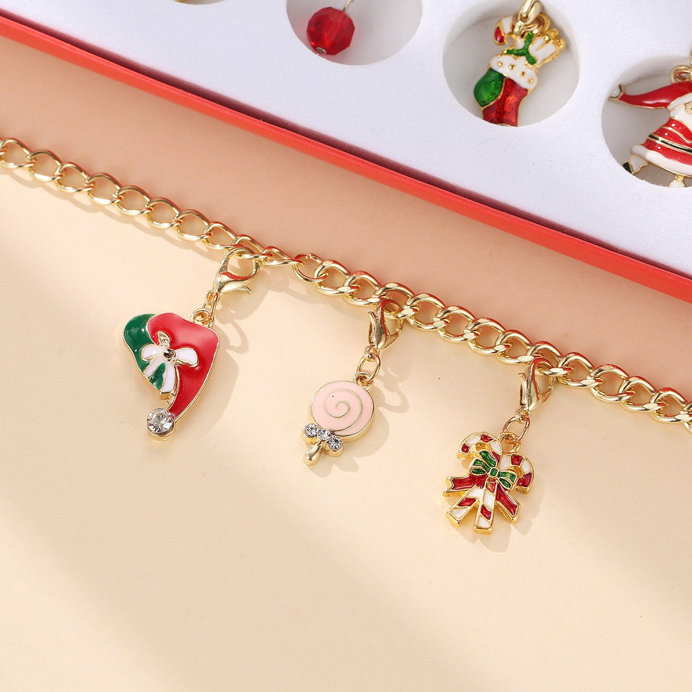 Christmas Charms Bracelet Set Calendar Advent Jewelry Advent Calendar Gift Box