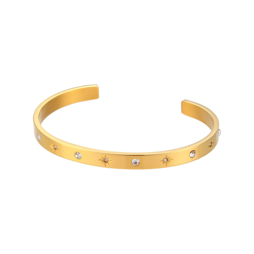 18K Gold Celestial Cuff Bracelet Set  Gold Plated Bangels Sun Stars Carved Bracelet Classic Stacking Bangles