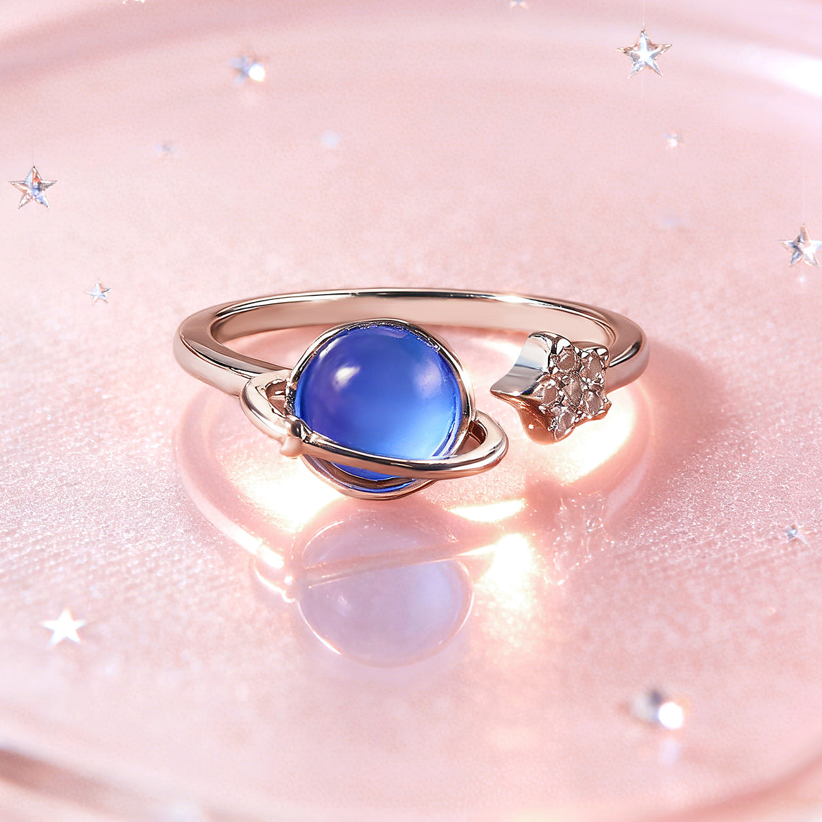 To My Daughter Gift Star & Moon Rotatable Ring Stress Relief Fidget Ring for Anxiety Relief Perfect for Birthday Gift Christmas Gift