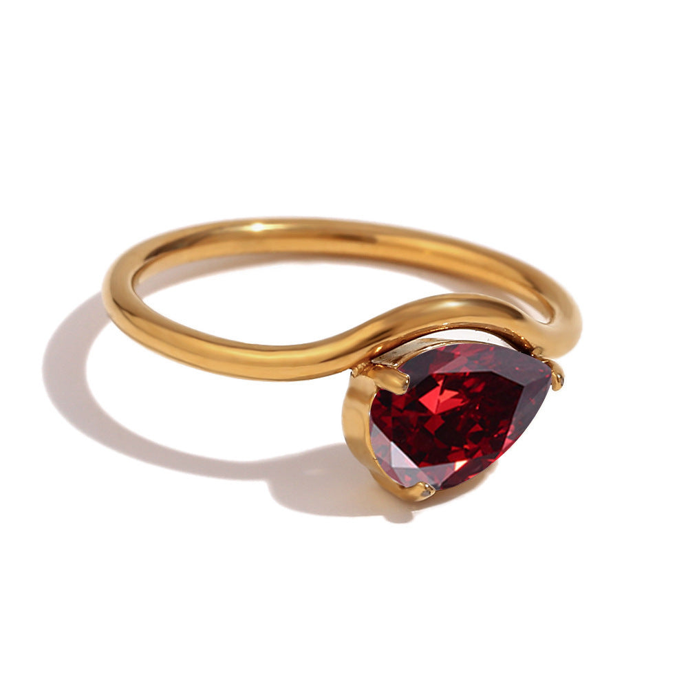 Minimalist Pear Cut Birthstone Ring – Dainty Personalized Gift for Her