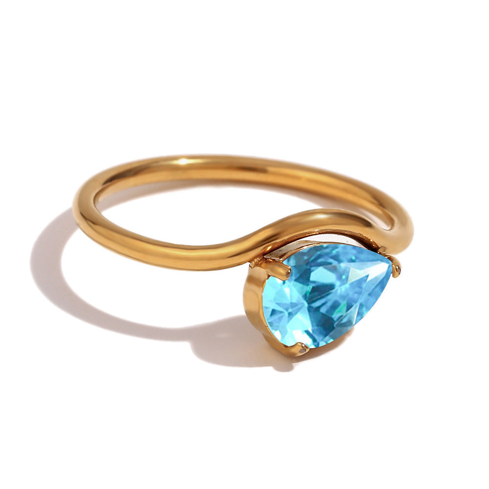 Minimalist Pear Cut Birthstone Ring – Dainty Personalized Gift for Her