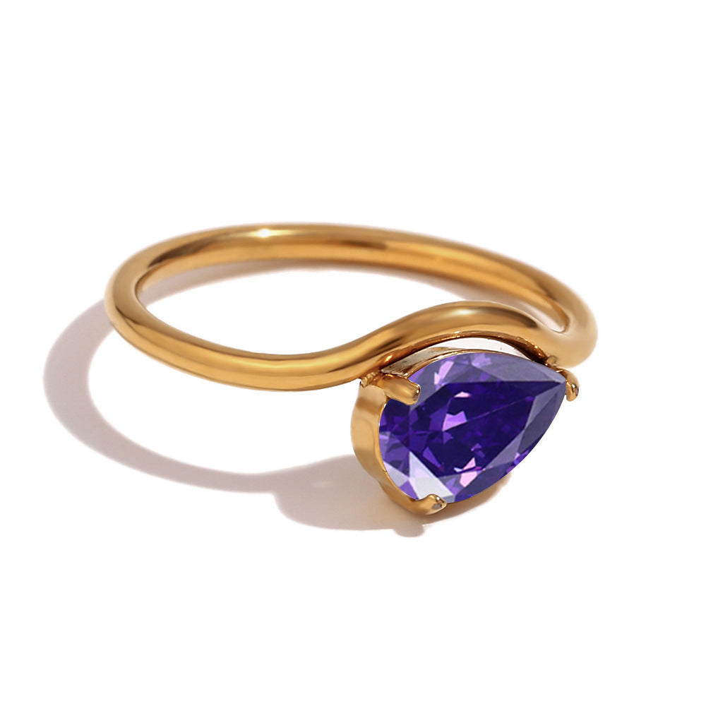 Minimalist Pear Cut Birthstone Ring – Dainty Personalized Gift for Her