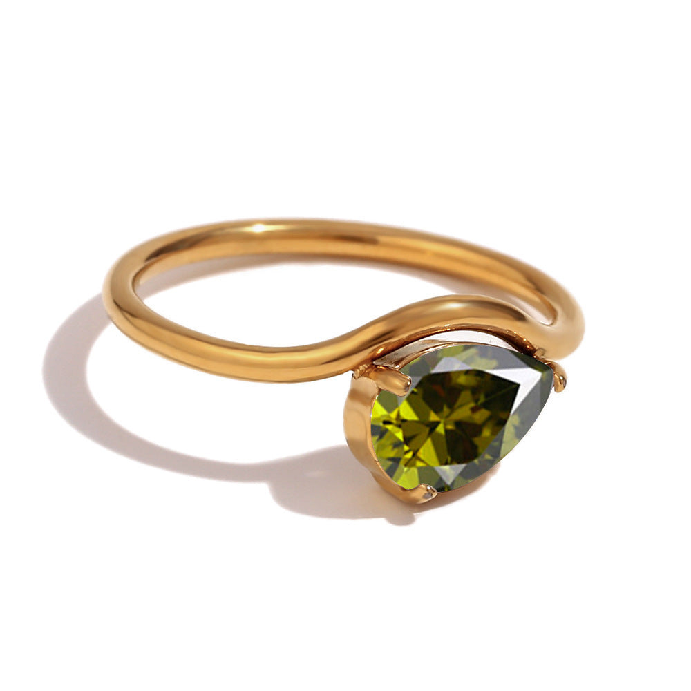 Minimalist Pear Cut Birthstone Ring – Dainty Personalized Gift for Her