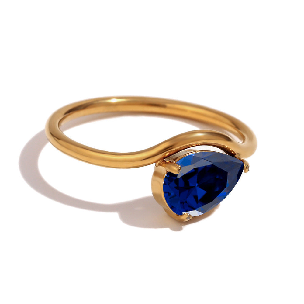 Minimalist Pear Cut Birthstone Ring – Dainty Personalized Gift for Her