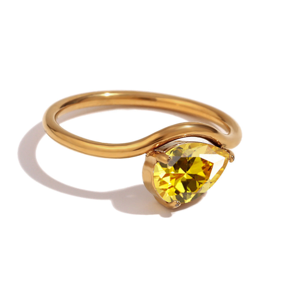 Minimalist Pear Cut Birthstone Ring – Dainty Personalized Gift for Her