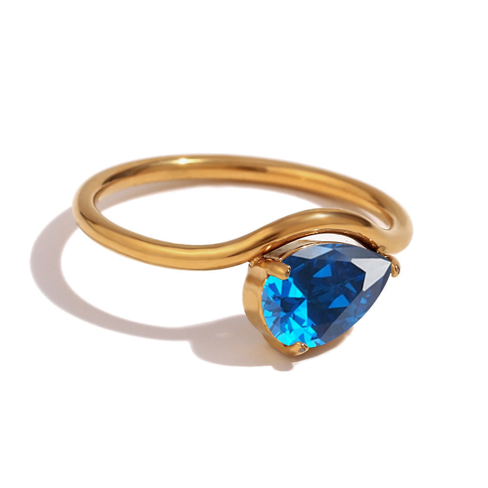 Minimalist Pear Cut Birthstone Ring – Dainty Personalized Gift for Her