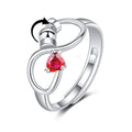 Fidget Anxiety Adjustable Rotating Ring for Women Girls with 12 Birthstone Jewelry for Birthday Gift