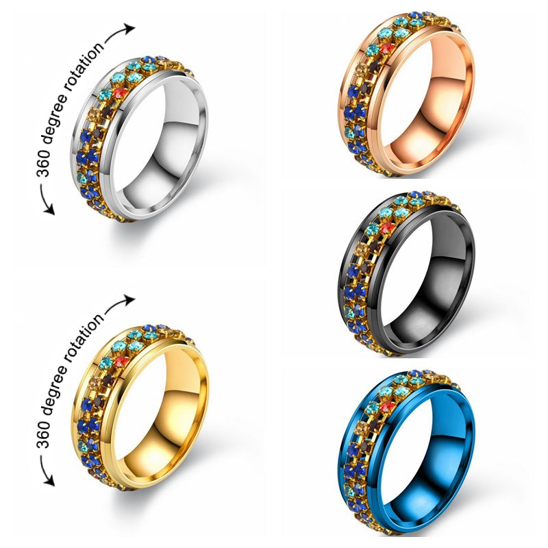 Stainless Steel Rotating Rings Anxiety Relieving Ring Jewelry Gifts for Women Men
