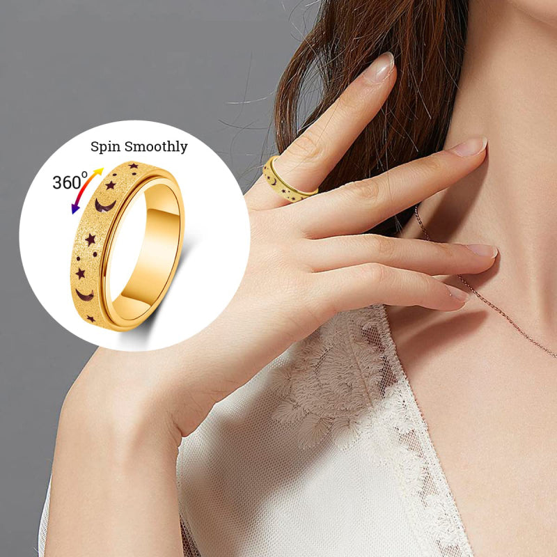 Anxiety Ring for Women Men Moon Star Relieving Anxiety Rotating Ring Jewelry Gifts