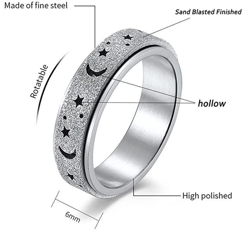Anxiety Ring for Women Men Moon Star Relieving Anxiety Rotating Ring Jewelry Gifts