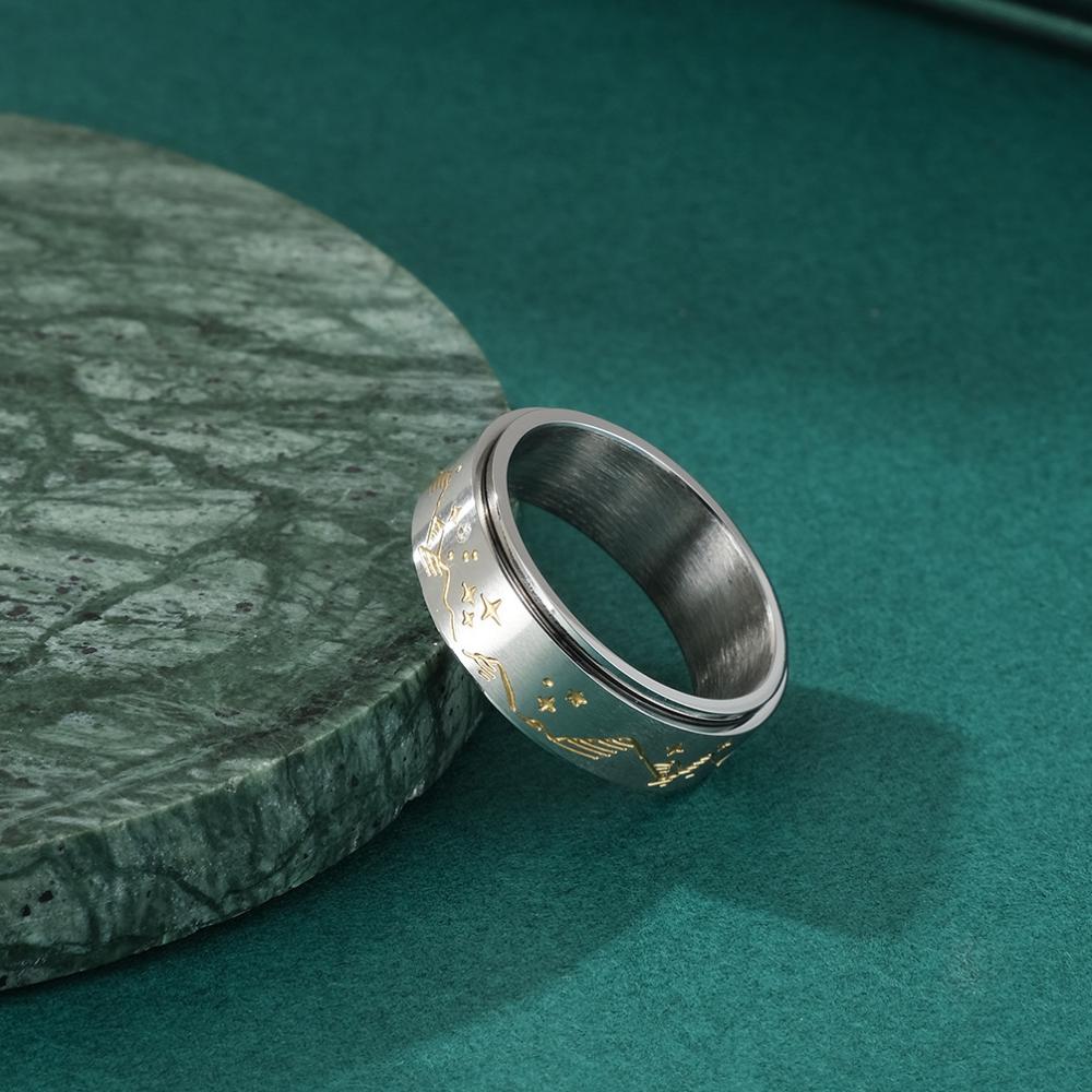 Spinner Ring Relieving Anxiety Stainless Steel Moon Star Rotating Ring Jewelry Gifts