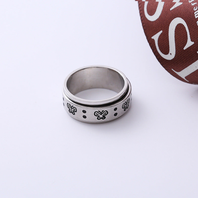Butterfly Spinner Ring Relieving Anxiety Rotating Ring Jewelry Gift for Women Men