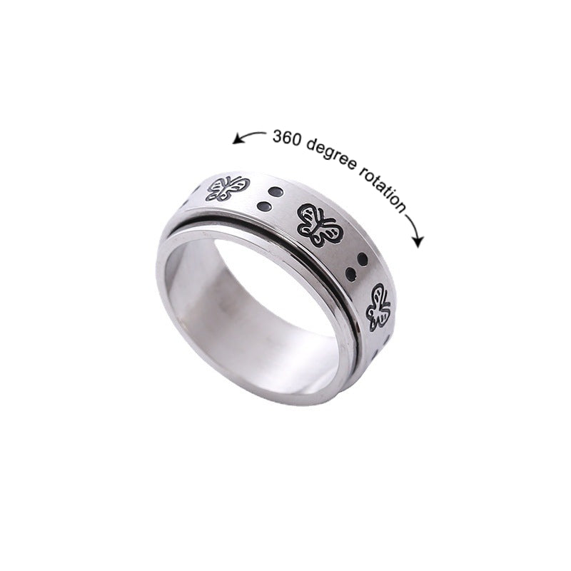 Butterfly Spinner Ring Relieving Anxiety Rotating Ring Jewelry Gift for Women Men