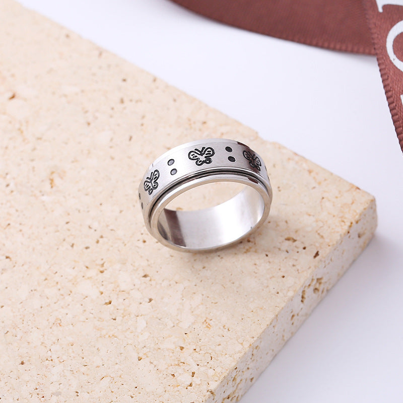 Butterfly Spinner Ring Relieving Anxiety Rotating Ring Jewelry Gift for Women Men
