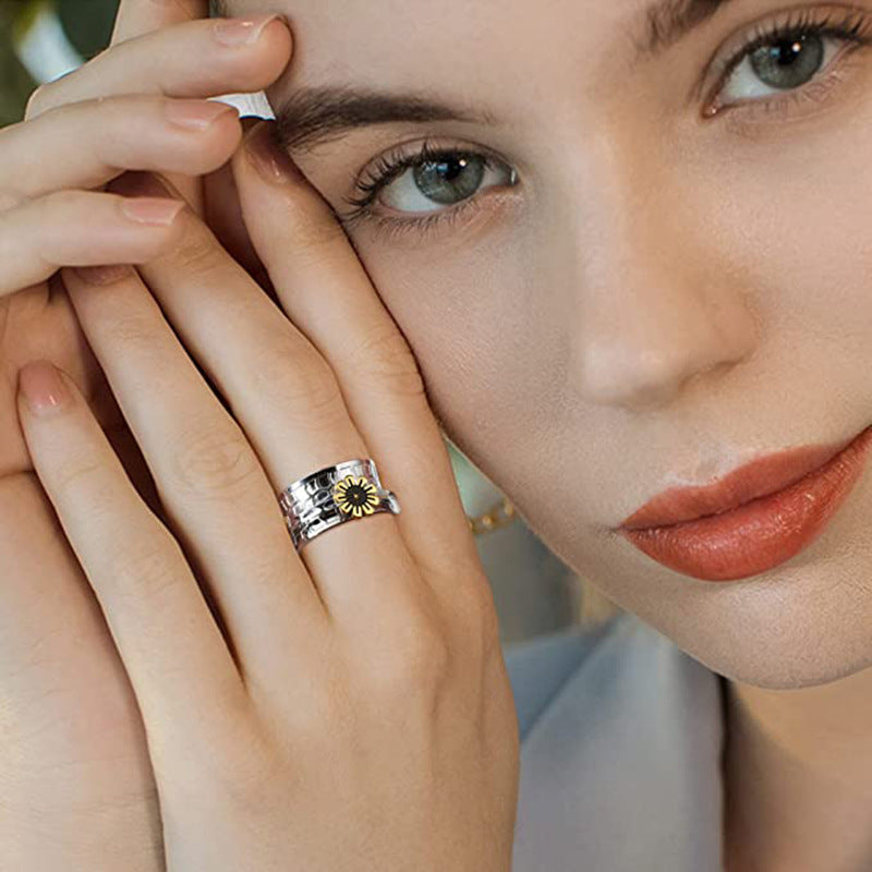 Fidget Anxiety Rings Daisy Spinner Ring Jewelry Gifts for Women
