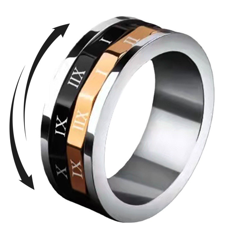 Fidget Anxiety Rings Roman Numerals Spinner Ring Jewelry Gifts for Women Men