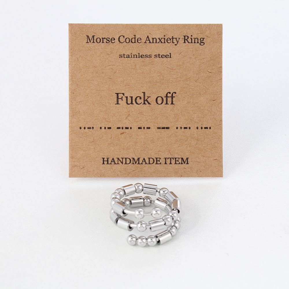 Morse Code Anxiety Spinner Ring Relieving Anxiety Ring Jewelry Gifts for Women Men