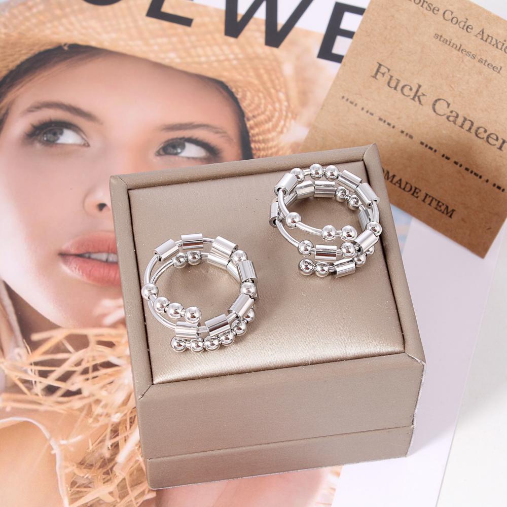 Morse Code Anxiety Spinner Ring Relieving Anxiety Ring Jewelry Gifts for Women Men