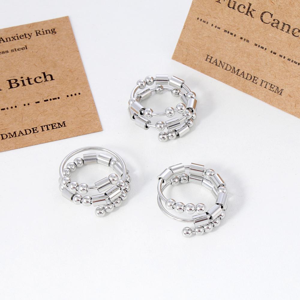 Morse Code Anxiety Spinner Ring Relieving Anxiety Ring Jewelry Gifts for Women Men