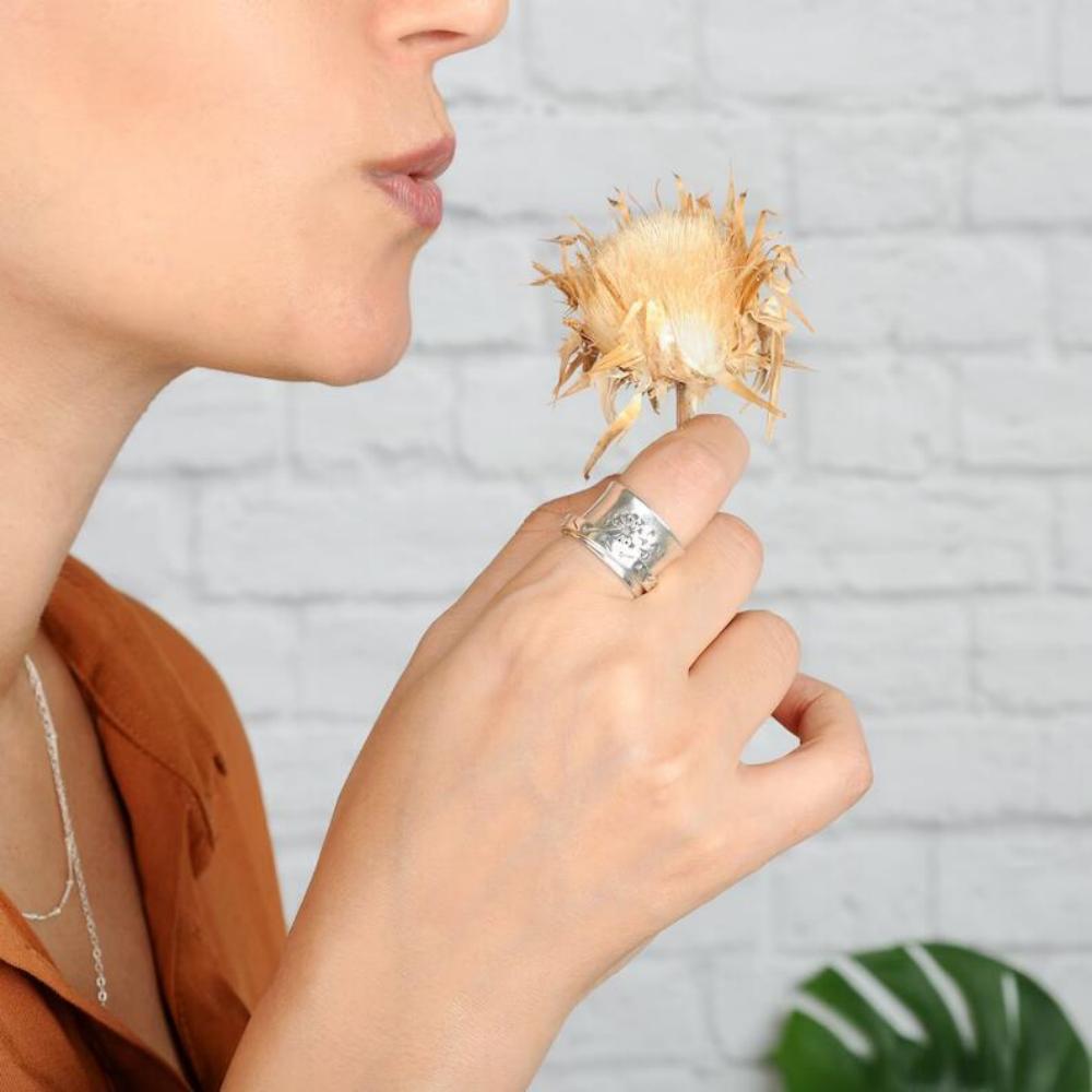 Fidget Anxiety Ring Vintage Dandelion Meditation Spinner Ring Gifts for Women Girls