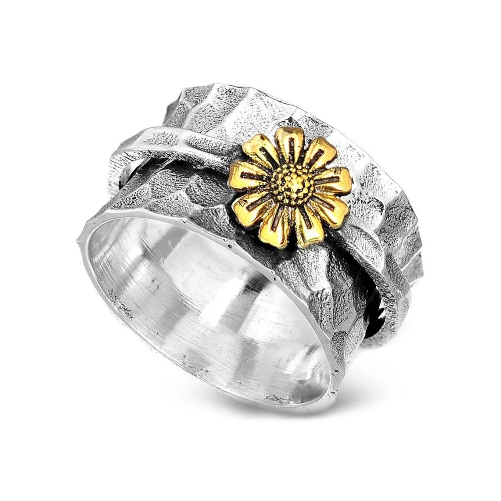 Daisy Fidget Anxiety Ring Meditation Spinner Ring Jewelry Gifts for Women Girls