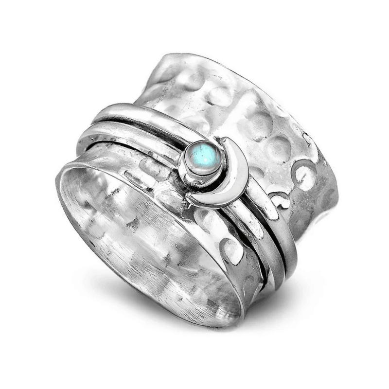 Fidget Anxiety Relief Rings Moon Spinner Ring Jewelry Gifts for Women Girls
