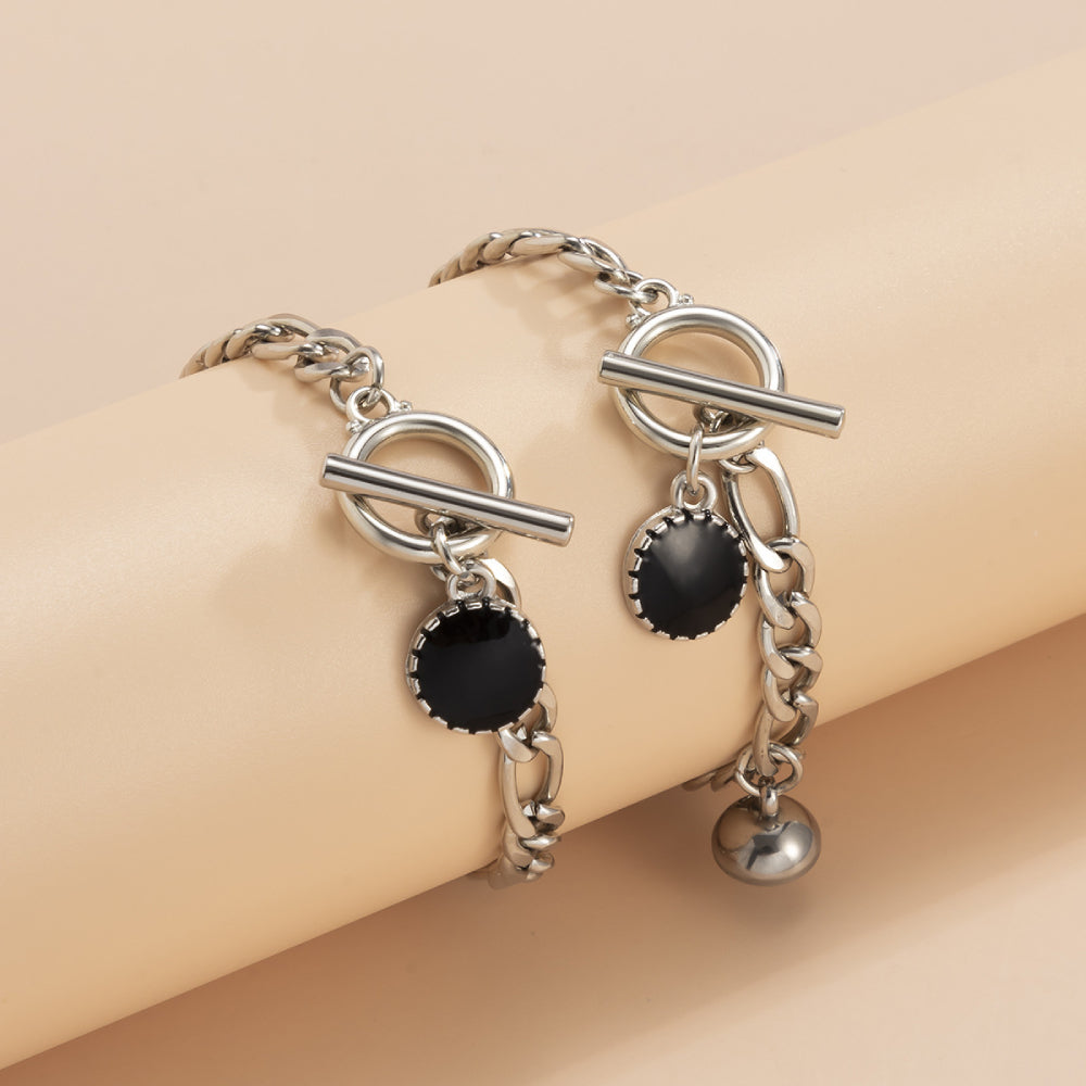 Magnetic Couple Bracelet Set Punk Design Valentine's Day Gift for Couples