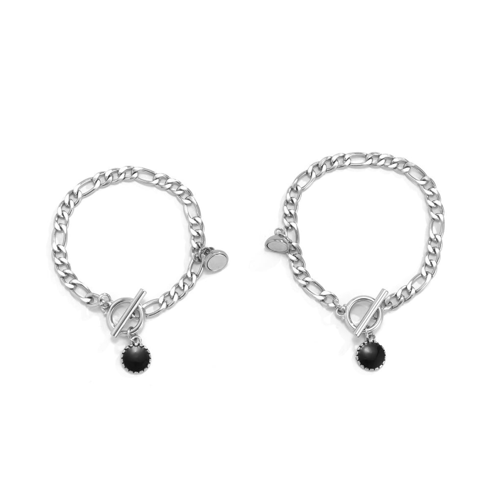 Magnetic Couple Bracelet Set Punk Design Valentine's Day Gift for Couples