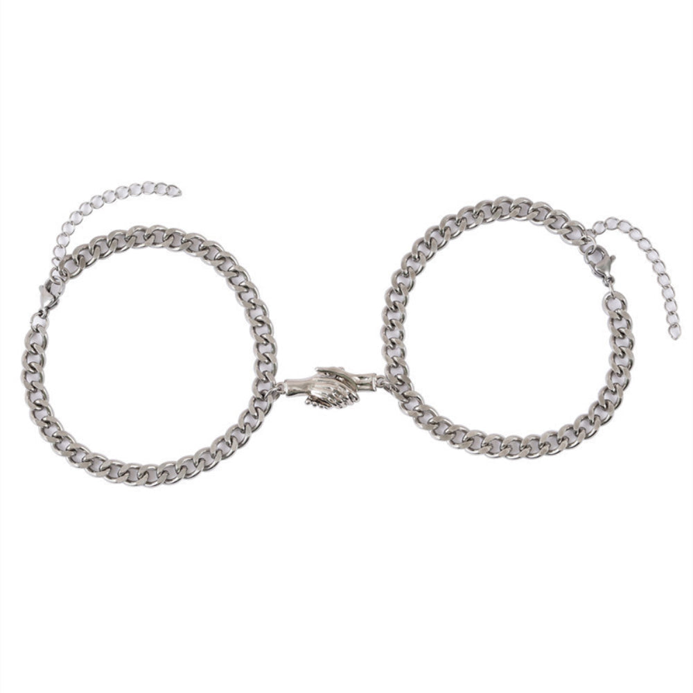 Magnetic Couple Bracelet Set Creative Handshake Pendant Valentine's Day Gift for Couples