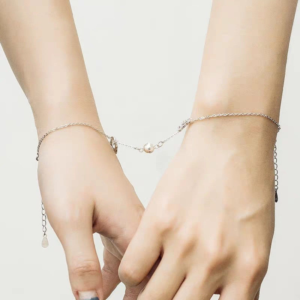 Magnetic Couple Bracelet Set Cute Kitty Pendant Valentine's Day Gift for Couples