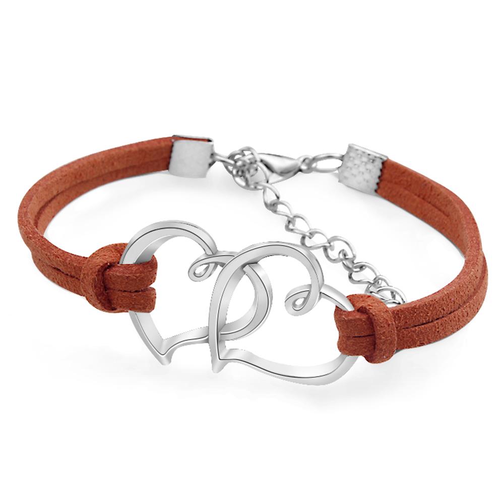 Double Heart Rope Bracelet Gift for Women and Girls