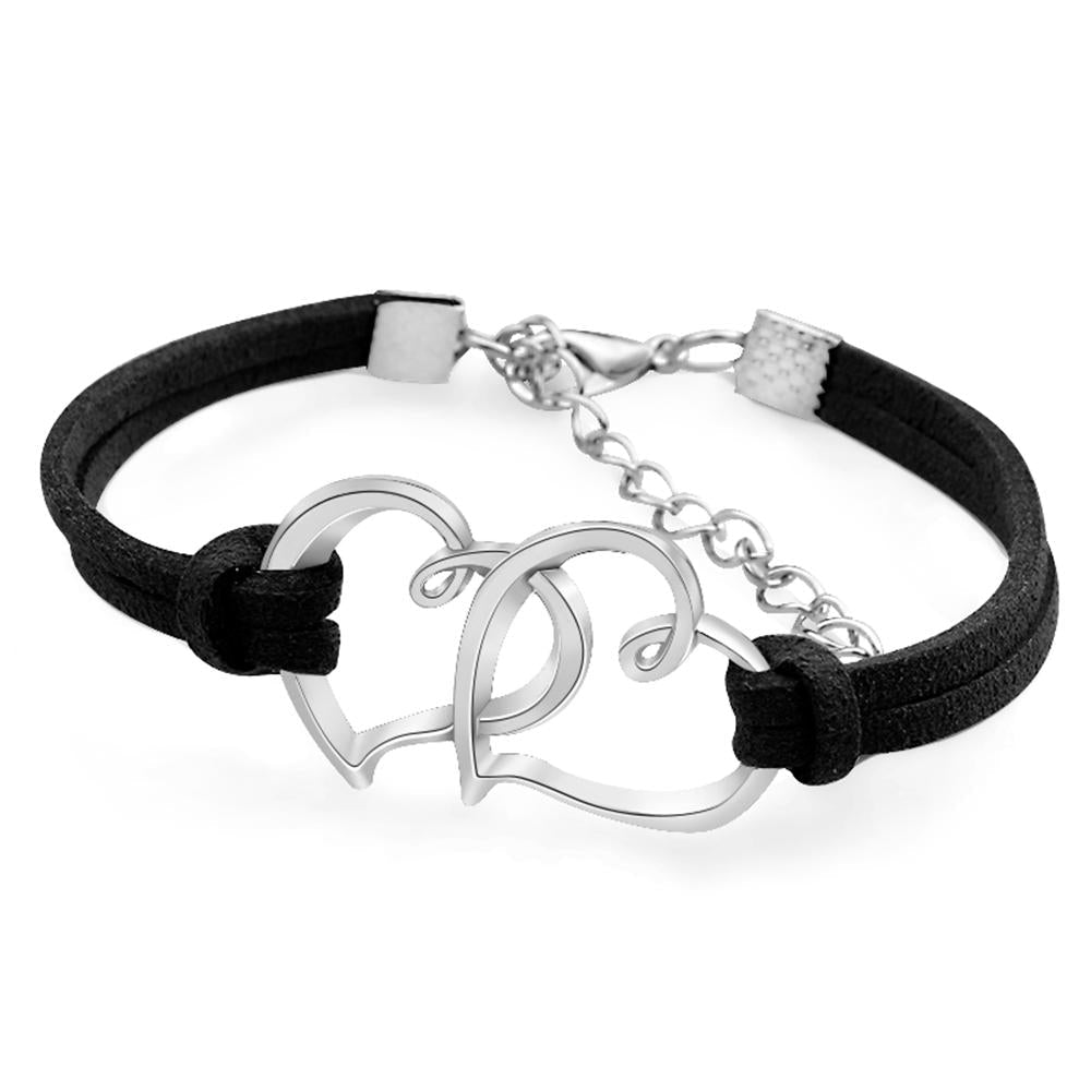 Double Heart Rope Bracelet Gift for Women and Girls